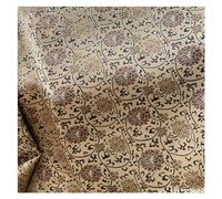 Tessuto per abiti in broccato cinese, tessuto flor Elegante semplice modello di loto rosso Rami intrecciati giallo scuro Calligrafia fatta a mano Decorazione incorniciata Artigianato for cucire Panno