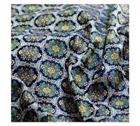 Tessuto per abiti in broccato cinese, tessuto flor Fiore Modello rombico Nishijin Tessitura Oro Stile giapponese Cuscino da tè Tessitura Tovaglia Stoffa fatta a mano 150X50 cm(Blauw)