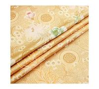 Tessuto per abiti in broccato cinese, tessuto flor La Bella Longevità Implica Ricchezza = Crisantemo Motivo Floreale Mobili Fatti a Mano Retro Tessuto Cheongsam di Alta Qualità 75X100 cm(Geel)