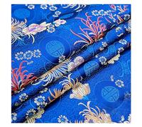 Tessuto per abiti in broccato cinese, tessuto flor La Bella Longevità Implica Ricchezza = Crisantemo Motivo Floreale Mobili Fatti a Mano Retro Tessuto Cheongsam di Alta Qualità 75X100 cm(Blauw)