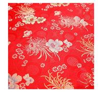Tessuto per abiti in broccato cinese, tessuto flor La Bella Longevità Implica Ricchezza = Crisantemo Motivo Floreale Mobili Fatti a Mano Retro Tessuto Cheongsam di Alta Qualità 75X100 cm(Rood)