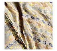 Tessuto per abiti in broccato cinese, tessuto flor Modello di Buddha giallo di buon auspicio Ruota di nuvole Canzone Broccato Pratica Vecchio materiale Abbigliamento Fan Imitazione Vestiti Stuoia da t