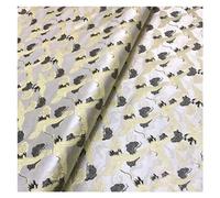 Tessuto per abiti in broccato cinese, tessuto flor Modello di gru Bello ed elegante uccello imitazione raso di seta mobili in mogano vestito antico Tang Cheongsam panno cinese 75X100 cm(White)