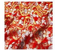 Tessuto per abiti in broccato cinese, tessuto flor Nishijin Tessitura Oro Antico Kimono giapponese Folk personalizzato Piccolo floreale pastorale Foresta di montagna Modello di fiori di ciliegio 75X50