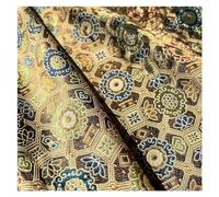 Tessuto per abiti in broccato cinese, tessuto flor Ottagono dorato Design unico a reticolo Modello floreale Gilet cheongsam Tempio ancestrale Manuale Tappetino da tè Artigianato for cucire Panno 145X5
