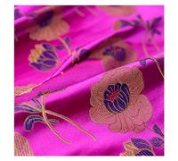 Tessuto per abiti in broccato cinese, tessuto flor Premium Unico Viola Rosa Modello di Pianta di Loto Rosa Scuro Base Borsa Cuscino Etnico Lavoro Manuale Artigianato di Cucito Cinese Finto Panno 75X50