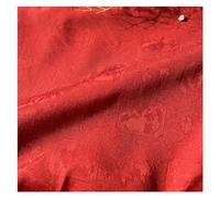 Tessuto per abiti in broccato cinese, tessuto flor Simpatico coniglietto che mangia erba Abbigliamento antico Top Dress Bustina Cheongsam Delicato tessuto cinese fatto a mano finto 150X50 cm(Rood)