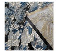 Tessuto per abiti in broccato cinese, tessuto flor Tovaglia in puro cotone stile retrò giapponese con motivo spray a onde del mare ciano, bellissimo design colorato, panno for abiti antichi, 75 x 50 c