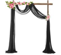 Tessuto Per Drappeggio Dell'Arco Nuziale Arco di nozze in chiffon drappeggio for decorazioni ricevimento cerimonia, tende in tessuto trasparente for addio al nubilato in fase festa(Black,75x600cm)