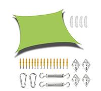 Tessuto per la Vela Impermeabile per la Vela Solare per la Vela Verde Outdoor rettangolo a Vela a Vela a Vela al 98% Coperchio da Sole da Sole con Corda e Kit Hardware Gratuito per Giardino Patio