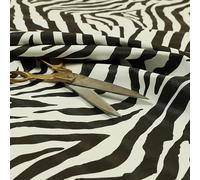 Tessuto per tappezzeria in finta pelle, vinile, stampa animalier, tema zebra, colore bianco e nero (al metro)