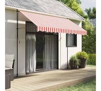 Tessuto per tenda da sole a righe rosse e bianche, 3 x 2,5 m, tessuto di ricambio in 100% poliestere con rivestimento in PU, resistente ai raggi UV e all'acqua, design leggero per un facile trasporto