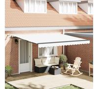 Tessuto per tenda da sole bianco, 400 x 300 cm, in poliestere, rettangolare, per terrazza e balcone, tenda retrattile con telaio e telecomando, resistente ai raggi UV