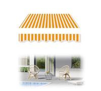 Tessuto per tenda da sole giallo resistente ai raggi UV di alta qualità, resistente alle intemperie, 6,5 x 3 m, a righe, materiale di ricambio per tende da esterni, ideale per spazi esterni