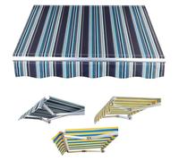 Tessuto per tenda da sole in tela, 2,5 x 1,5 m, ricambio per negozi, ristoranti, caffetterie, copertura in Markise resistente alle intemperie con mantovana (blu, 5 x 4 m)