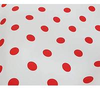 Tessuto Raso Carnevale Costume Pois Palle Rosso Fondo Bianco Pierrot 100x140cm
