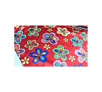 Tessuto raso carnevale stampa figli dei fiori grandi e piccoli alto 150 cm