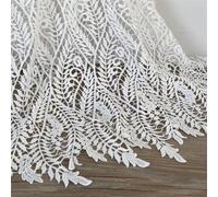 Tessuto ricamato in cotone, Tessuto in pizzo traforato con ricamo a spiga di grano for abbigliamento e decorazioni for la casa, al metro