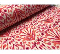 Tessuto rosa Ikat floreale ventaglio damascato fiore deco materiale cotone pa...