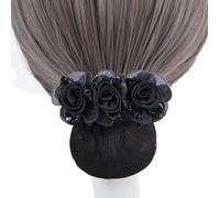 Tessuto Seta Filato Semplice Fiore Rete Tasca Testa Fiore Top Fermaglio Accessori for Capelli Fermaglio for Capelli Mamma(Blackfinemesh)