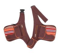 Tessuto Sidebag, marsupio doppio in cotone, unisex, marrone, Taglia unica | Marsupio con 5 tasche con cerniera, regolabile da 90 a 120 cm, tessuto tradizionale nepalese.