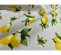 Tessuto Stampa Ramo di Limone Fresco Foglia Verde Lino Look Home Decor 140cm la