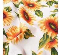 Tessuto Stoffa Girasoli Cotone Cucito Arredo Rivestimento Foderare Cuscini Divani 2,8x8 Mt Bianco