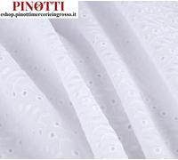 TESSUTO STOFFA PIZZO SANGALLO 100% COTONE BIANCO CAMICERIA AL METRO/ALTO CM 140