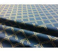 Tessuto tenda stampa damascata araba marocchina oro materiale blu navy larghe...