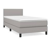 Tessuto Traspirante Base Relax Testiera Regolabile Grigio Chiaro 100x200 cm | Letto a Molle con Materasso Grigio Chiaro 100x200 cm Tessuto Traspirante, Testiera Regolabile, Sostegno Medio-Rigido per
