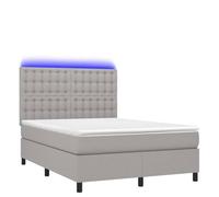 Tessuto traspirante con legno massello Testiera regolabile con LED Grigio | Letto a Molle con Materasso e LED Grigio Chiaro 140x200 cm Tessuto Morbido con Testiera Regolabile e Bagliori Colorati per