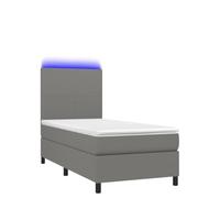 Tessuto traspirante con rete a molle insacchettate letto singolo con | Letto a Molle con Materasso e LED Grigio Scuro 90x190 cm in Tessuto Regina con Testiera Regolabile e Luce Notturna