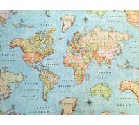 Tessuto WORLD MAP 3 - Tenda Atlas vintage tappezzeria materiale cotone larghe...