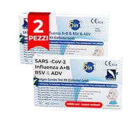 Test Covid Influenza - 2 Test - Combinato Covid e Influenza 2026 Antigenico Rapido 5 in 1 - Tampone Covid Influenza con RSV e Adenovirus per Autotest Domestico