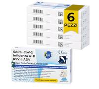 Test Covid Influenza - 6 Test - Combinato Covid e Influenza 2026 Antigenico Rapido 5 in 1 - Tampone Covid Influenza con RSV e Adenovirus per Autotest Domestico