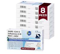 Test Covid Influenza - 8 Test - Combinato Covid e Influenza 2026 Antigenico Rapido 5 in 1 - Tampone Covid Influenza con RSV e Adenovirus per Autotest Domestico