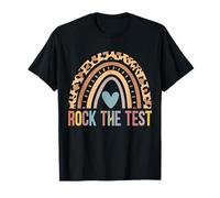 Test Day Rock The Test Teacher Test Day Rainbow Leopard Maglietta