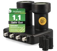 [ Test molto buono, Note 1.1 *] Diehnder Monoblock Quad LNB Astra Hotbird per 4 partecipanti e 2 satelliti, 4 ingressi HD 4K LNC per collegamento diretto (TV, ricevitore satellite) LMB per parabola