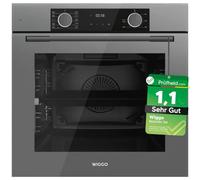[ Test MOLTO BUONO, Note 1.1 *] WIGGO forno grigio 60 cm 73L con guide telescopiche & Airfry, autopulente, 10 funzioni, soft close, forno da incasso [5 anni di garanzia, classe A]