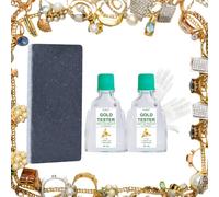 Test Oro Kit Acido,Test Oro,Assortimento di Reagenti,Tester per Oro,2pcs Soluzioni per Testare l'Oro,Touchstone,e i Guanti,Semplice da Usare,Risultati Rapidi,per Testare L'oro Nella Gamma