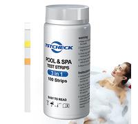 Test per Strisce per Piscina, 100 Strisce d'Acqua, per Test Spa, Risultati rapidi e precisi, alcalinità, durezza, Acido cianurico, Cloro Libero/Totale, PH, bromo Facynde