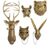 Testa 3D da parete ornamento cervo ornamenti testa di coniglio sculture da parete testa di animale statua arte moderna teste di animali in resina accessori per la casa decorazioni da parete per