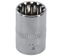 Testa a bussola corta a 12 punti per chiave a cricchetto, attacco da 1/4 per adattatore Torx, in acciaio al cromo vanadio (12 mm)