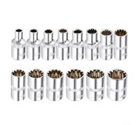 Testa a bussola corta a 12 punti per chiave a cricchetto, attacco da 1/4 per adattatore Torx, in acciaio al cromo vanadio (13 mm)