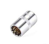 Testa a bussola corta a specchio a 12 punti, attacco da 3/8 di pollice per adattatore per punta Torx per chiave a cricchetto, acciaio al cromo vanadio, dimensioni 6-24 mm, design ad alta coppia per