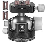 Testa a sfera a basso profilo, ARTCISE KB44 Testa per treppiede per impieghi gravosi interamente in metallo con 3 piastre a sgancio rapido da 1/4" per treppiede, monopiede, DSLR, carico massimo 30 kg
