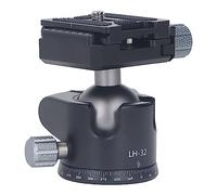 Testa a Sfera per Treppiede Stabilizzatore per Fotocamera con Controllo a Doppia Manopola, Sfera Grande da 32 Mm, Livelle a Bolla, Tacca a Forma di U, Vite Superiore da 1/4 e