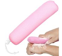 Testa a spazzola da bagno Kkaffe con spugna spugna per vasca da bagno a maglie per il bagno per il bagno e doccia per gli aiuti anziani (testa rosa)