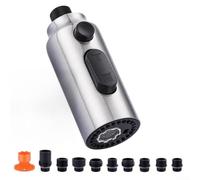 Testa a spruzzo per rubinetto della cucina in acciaio inossidabile 304 con 14 adattatori, 3 modalità flusso/spruzzo/spazzata per la pulizia del lavandino, nero (spazzolato)