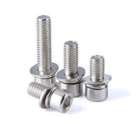 Testa a vite per macchina combinata tazza con tampone, testa cilindrica nichelata, cava esagonale tre viti combinate-M4 * 8 【20 compresse】